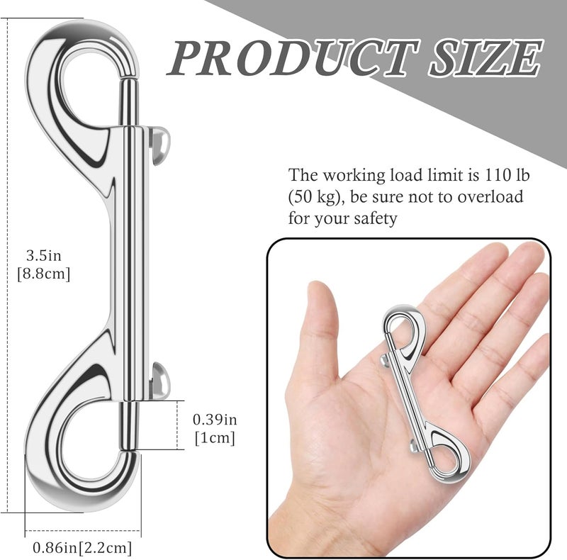 ERKOON 3.5 inch Double Ended snap Hooks,110lbs Metal Clips Load Capacity Zinc Alloy Double Sided Clips Heavy Duty Trigger Snap for Dogs Leashes/Water Bucket/Horse Feed/Hammocks Bolt snap - Image 2
